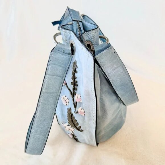 Firenze Bella Floral Leather Hobo Handbag - Picture 4 of 9